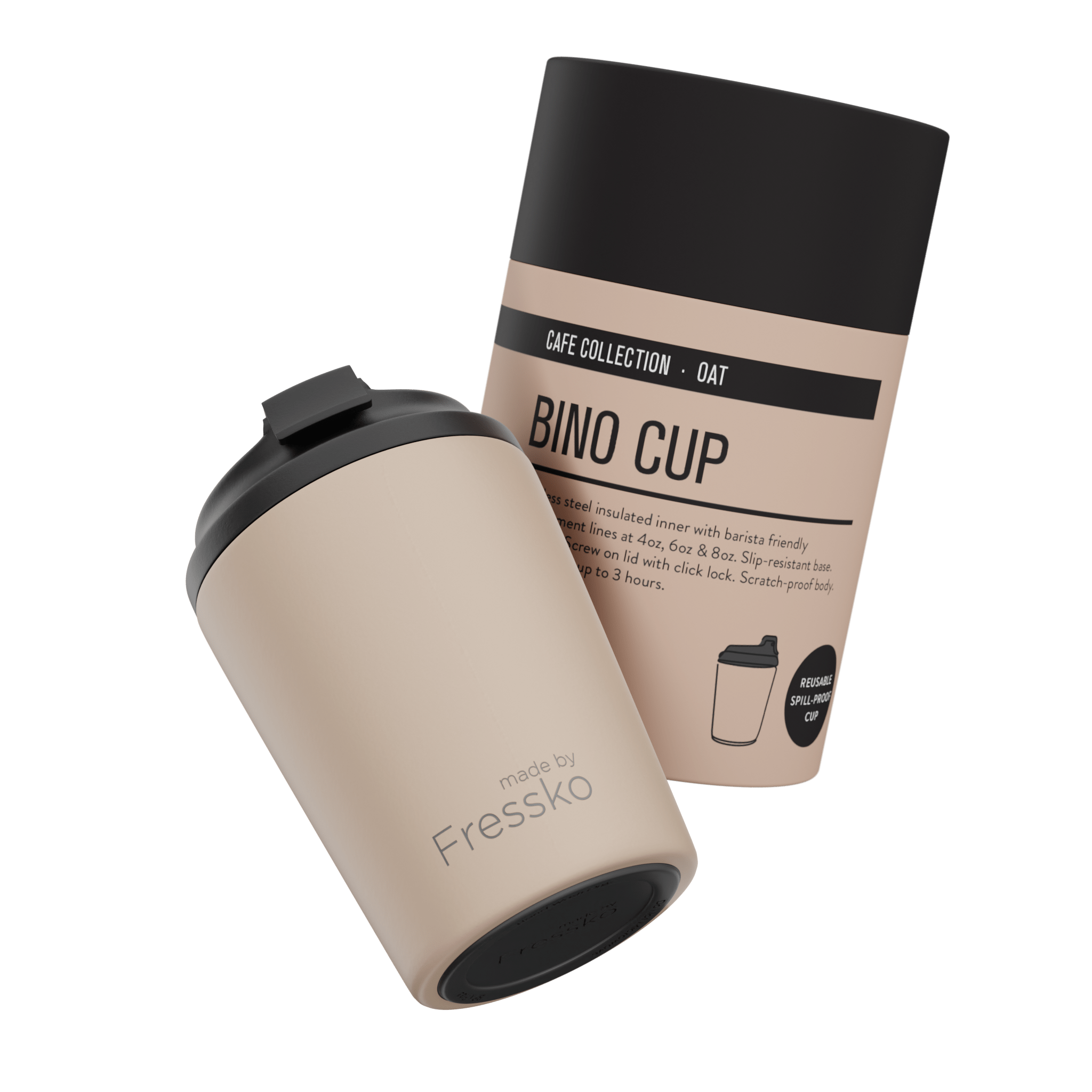 Reusable Cup | Bino 227ml/8oz - Oat Made By Fressko Coffee cup