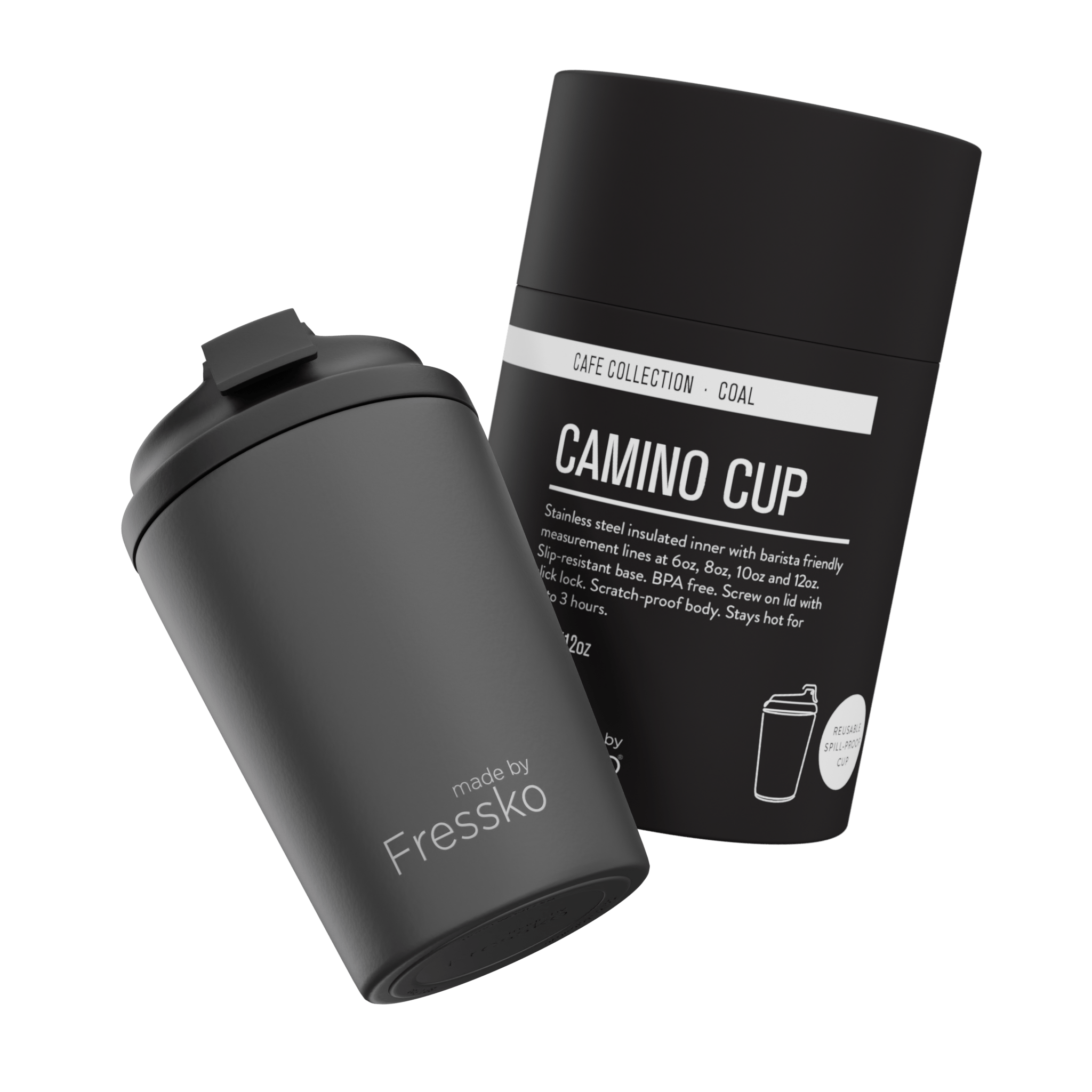 Reusable Cup | Camino 340ml/12oz - Coal Made By Fressko Coffee cup