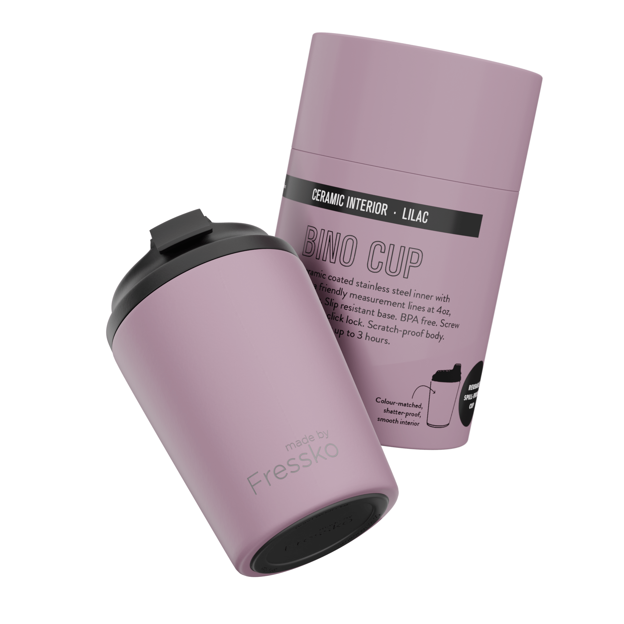 Reusable Cup | Ceramic Bino 227ml/8oz - Lilac Made By Fressko