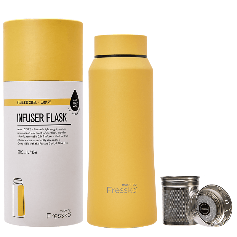 Infuser Flask | CORE 1 Litre - Canary Made By Fressko Stainless Steel Infuser Flask