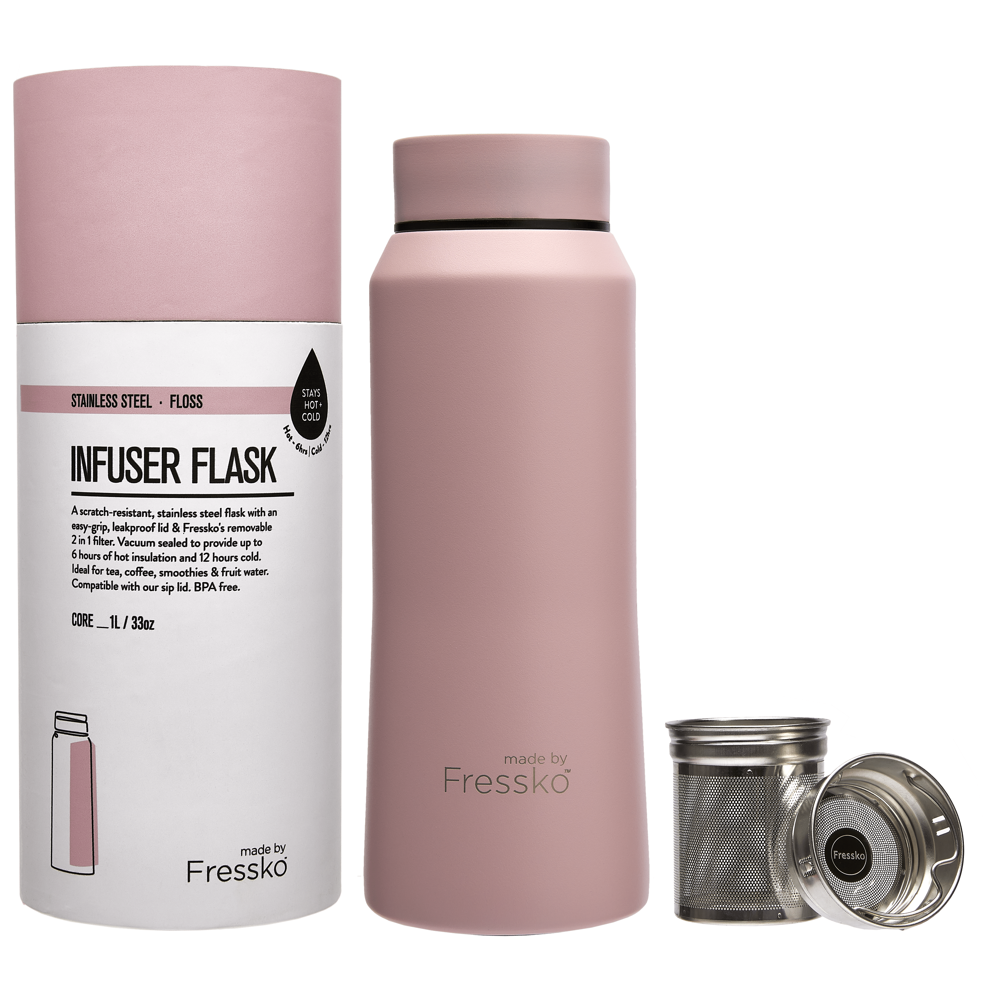 Infuser Flask | CORE 1 Litre - Floss Made By Fressko Stainless Steel Infuser Flask