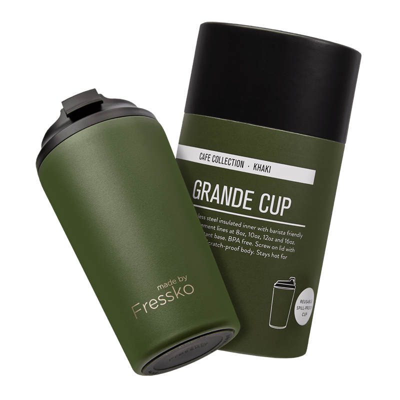 Reusable Cup | Grande 475ml/16oz - Khaki Made By Fressko Coffee cup