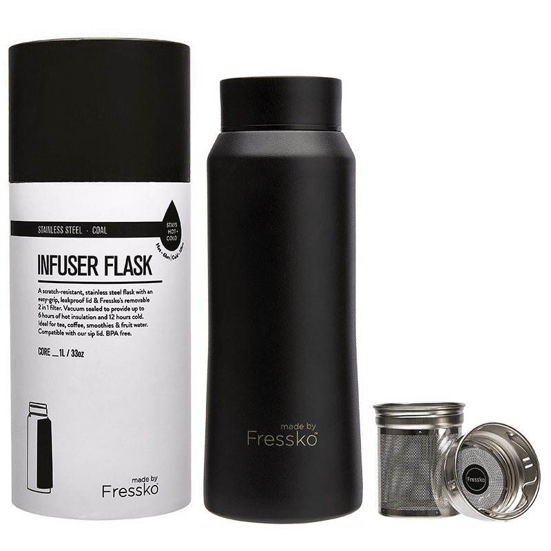Infuser Flask | CORE 1 Litre - Coal Made By Fressko Stainless Steel Infuser Flask