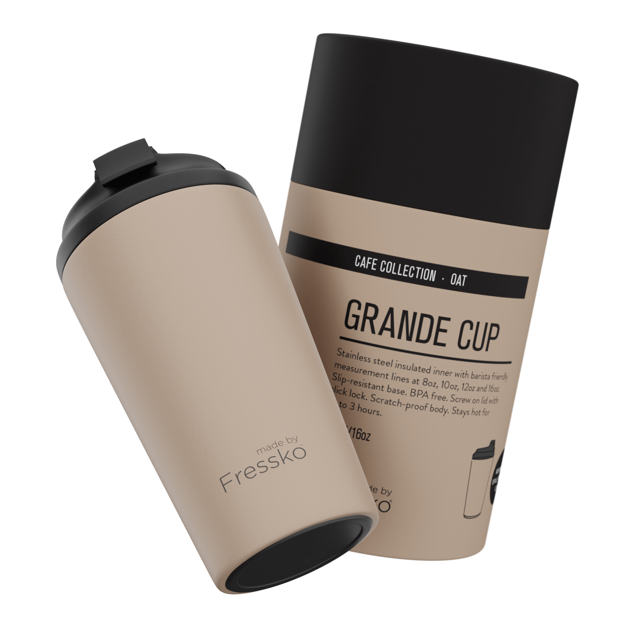 Reusable Cup | Grande 475ml/16oz - Oat Made By Fressko Coffee cup